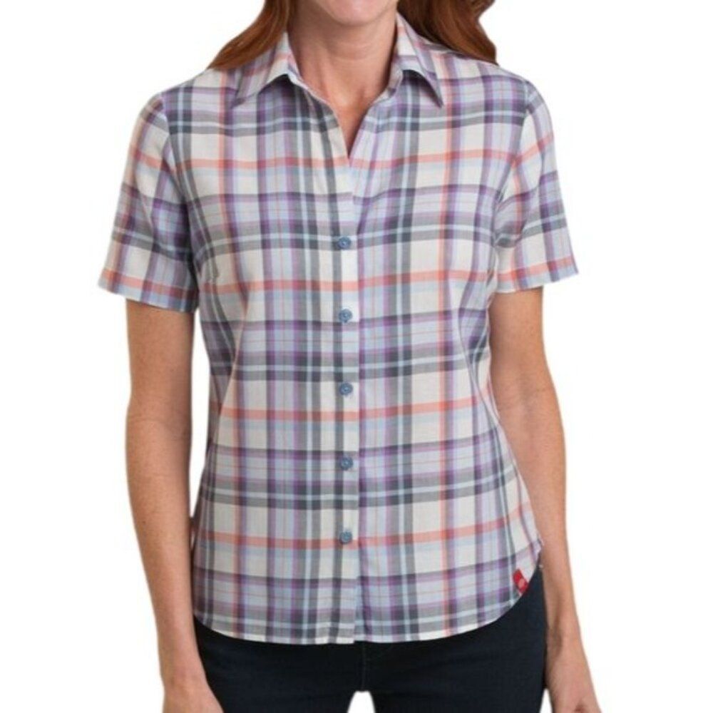 Dickies Shirt Crafted for Women Plaid Short Sleeve V Neck Women's WOMAN'S MEDIUM